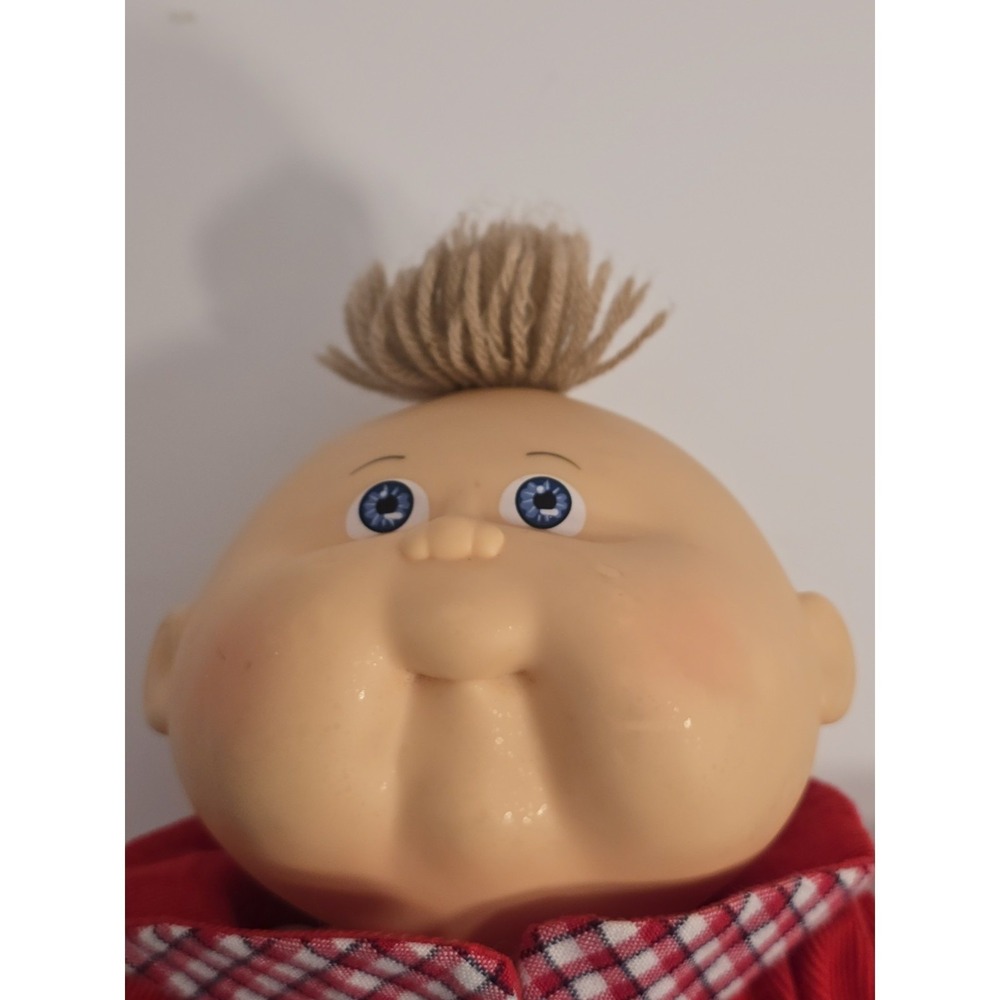 Cabbage Patch Kids 1982 Vintage Premmie Boy Doll Red Corduroy Overalls Blue Eyes - Picture 8 of 16